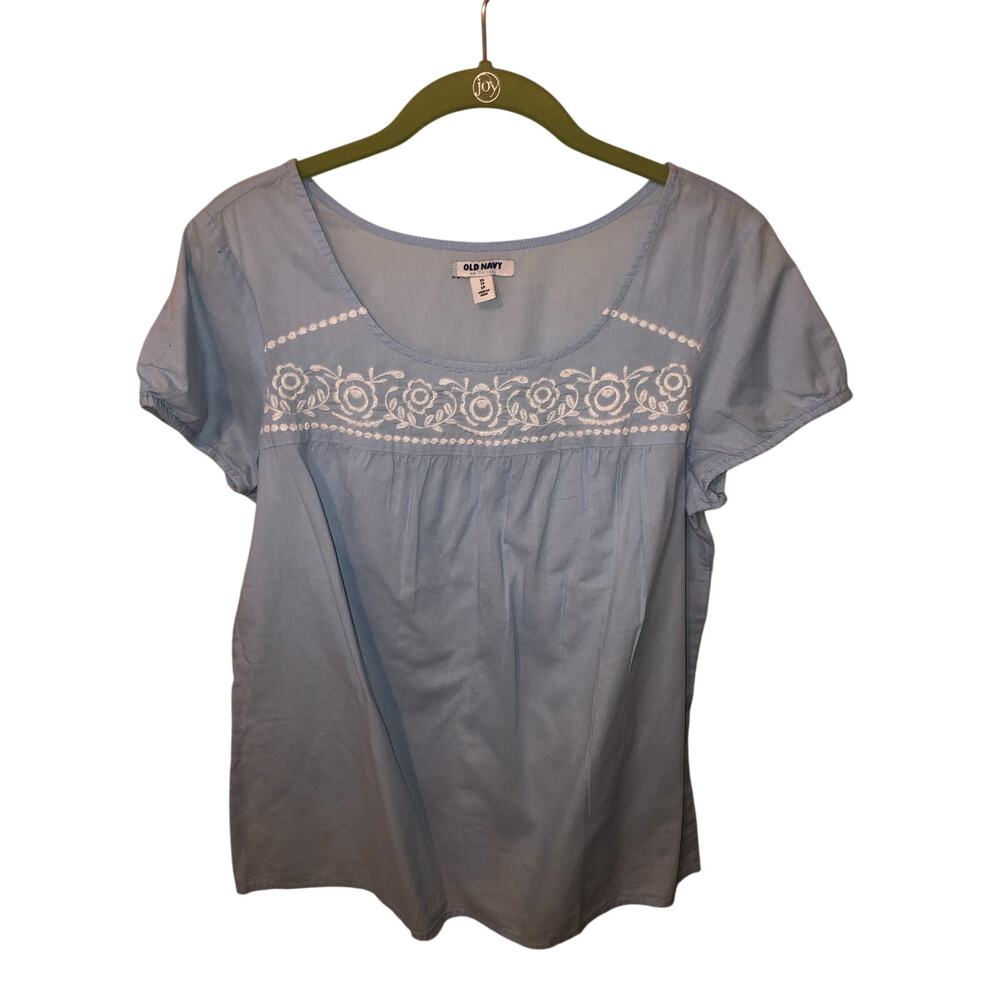 Old Navy Peasant Top Size XS Embroidered Short Sleeve Cotton Boho Summer Vacay